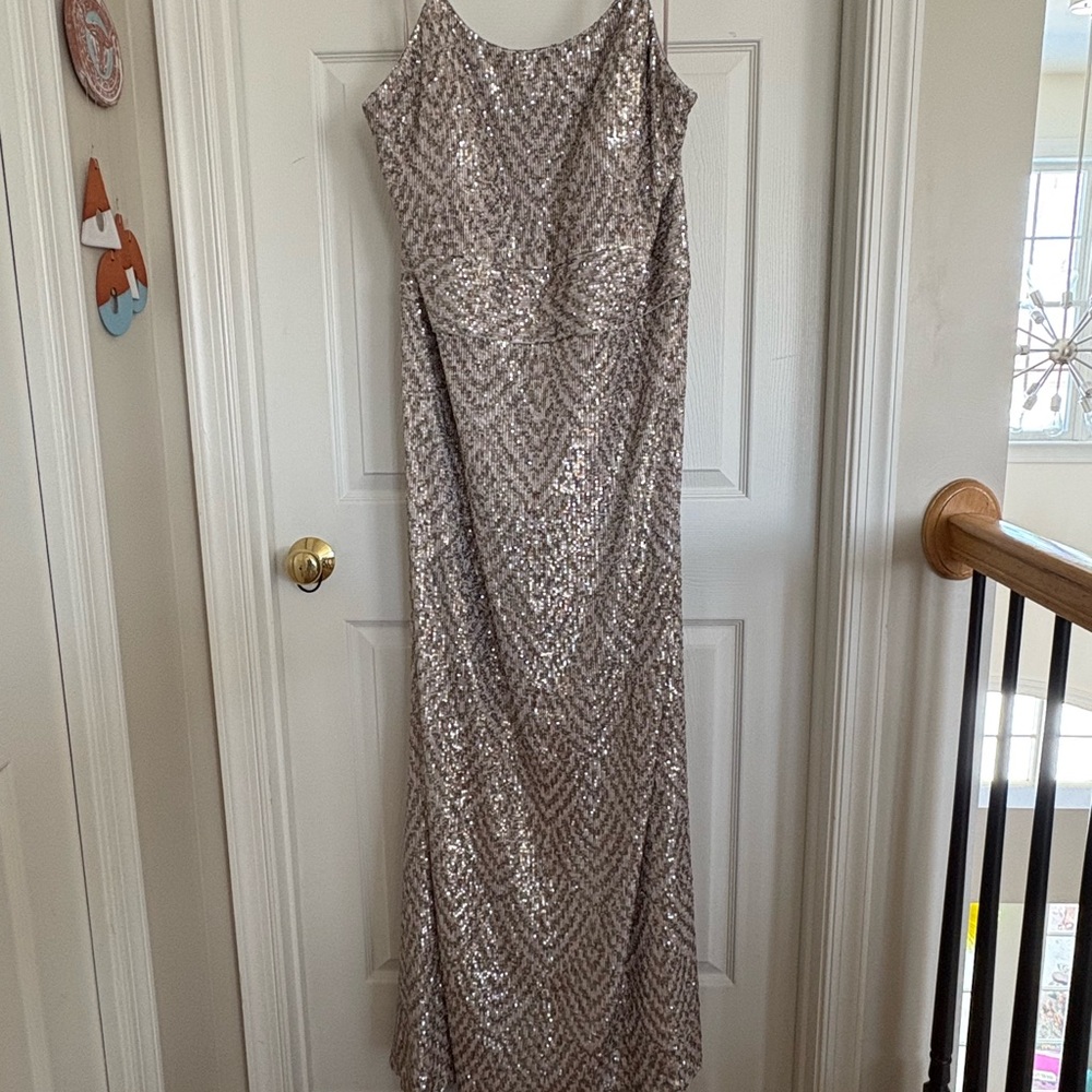 La Femme Silver Sequin Dress